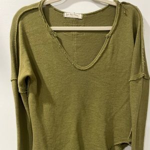 Free People Olive Green Long Sleeve Top